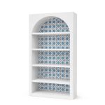 White Jumbo Woven Cane Bar Back - Dusty Blue