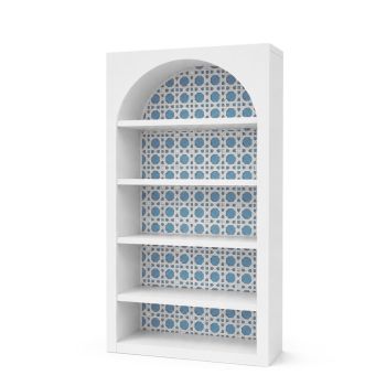 White Jumbo Woven Cane Bar Back - Dusty Blue