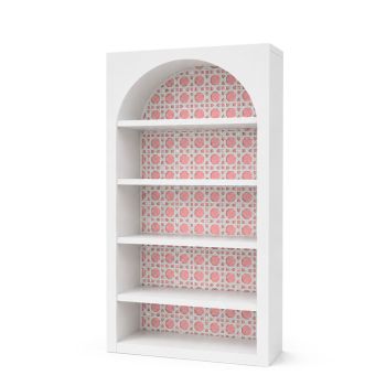 White Jumbo Woven Cane Bar Back - Dusty Rose