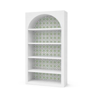 White Jumbo Woven Cane Bar Back - Sage Green