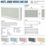 Decorative white woven cane bar with dusty blue backing and lattice panel detailing