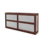 8-foot corrugated-metal front Urban Bar rental unit with industrial urban finish for modern event cocktail stations