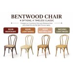 Resin Natural wood bentwood chair with curved top backrest and slender legs, bohemian-style event seating