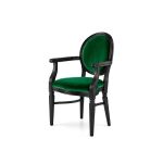 Luxury black Chandelle armchair finished with bright yellow velvet upholstery