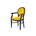 Luxury black Chandelle armchair finished with bright yellow velvet upholstery