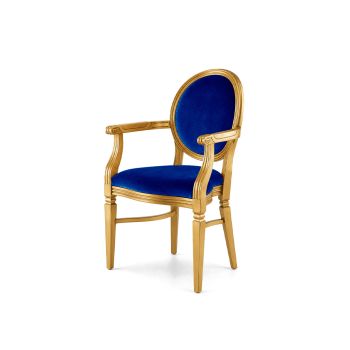 Chandelle Armchair Gold - Cushion Royal Blue