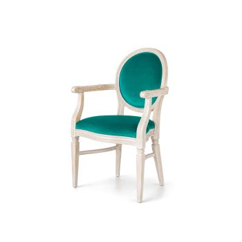 Chandelle Armchair Ivory - Cushion Tiffany Blue