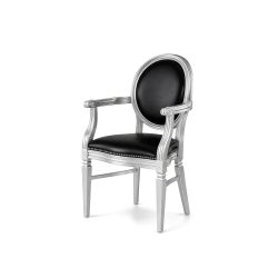 Chandelle Armchair Silver - Cushion Black (Leather)