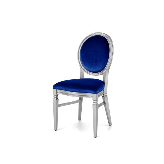 Chandelle Chair Silver - Cushion Royal Blue (Velver)