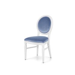 Chandelle Chair White - Cushion Dusty Blue (Velvet)