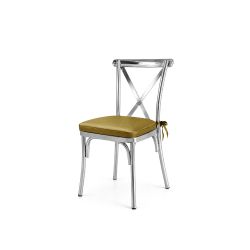 Cross Back Chair Silver Cushion Gold