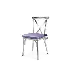 Cross Back Chair Silver Cushion Lilac