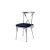 Cross Back Chair Silver Cushion Navy Blue