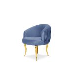 reflection armchair with curved backrest, pleated side detailing, and sleek silver mirrored legs, designed for luxury lounge and event seating.