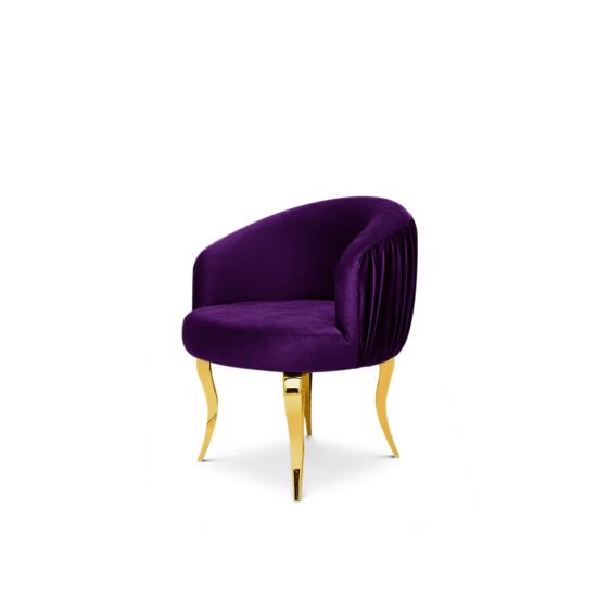 reflection armchair with curved backrest, pleated side detailing, and sleek silver mirrored legs, designed for luxury lounge and event seating.