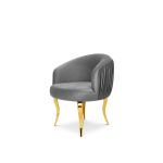 reflection armchair with curved backrest, pleated side detailing, and sleek silver mirrored legs, designed for luxury lounge and event seating.