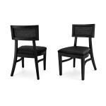 Black wooden Siena chair with upholstered seat and cane backrest
