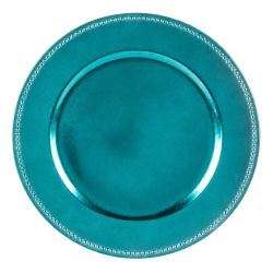 Beaded Rim Charger Plate Acrylic (Aqua)