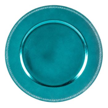 Beaded Rim Charger Plate Acrylic (Aqua)