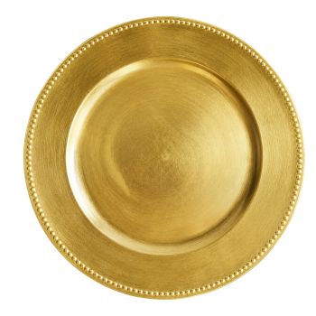 Beaded Rim Charger Plate Acrylic (Gold)