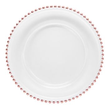 Glass Beaded Charger Plate (Rose Gold)