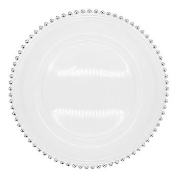 Glass Beaded Charger Plate (SIlver)