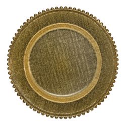 Glass Plus Beaded Charger Plate (Gold)