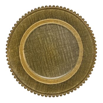 Glass Plus Beaded Charger Plate (Gold)