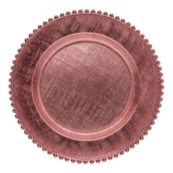 Glass Plus Beaded Charger Plate (Rose Gold)