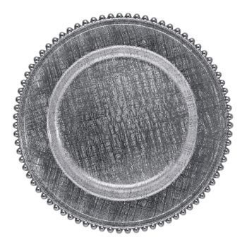 Glass Plus Beaded Charger Plate (Silver)
