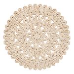 Woven sevilla placemat charger plate with intricate looped rattan design, natural boho charger for rustic weddings and outdoor events