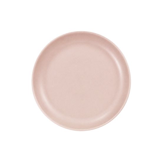 Adeline Pink salad plate with smooth matte pink finish and round minimalist design, styled on a white background for modern wedding table décor
