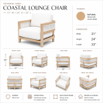 Modern outdoor lounge chair with natural wood frame, woven rope accents, and white cushion seating