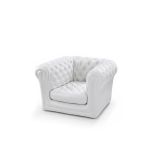 White inflatable armchair with rounded arms and cushioned design, comfortable lounge seating for events, parties, and modern event décor setups