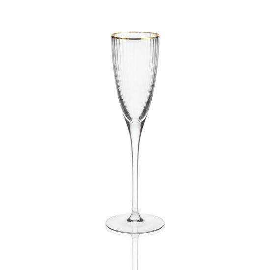 Amore champagne glass with gold rim