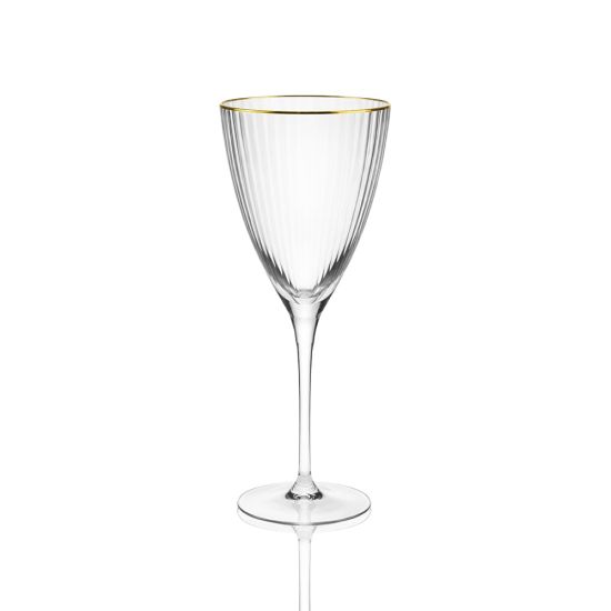 Amore red wine glass with gold rim
