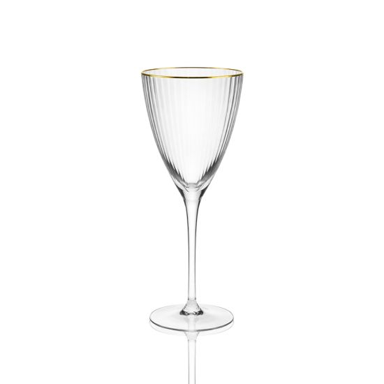 Amore white wine glass with gold rim
