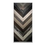 Mixed wood panel backdrop with chevron plank pattern in 4x8 size, modern rustic feature wall for events, stages, and photo ops.