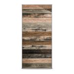 Rustic mixed wood panel backdrop with horizontal plank texture in 4x8 size, warm feature wall for weddings and event staging.