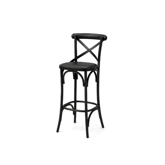 GH Coco barstool with black cushioned seat pad and sleek frame, ideal for event bar and lounge seating