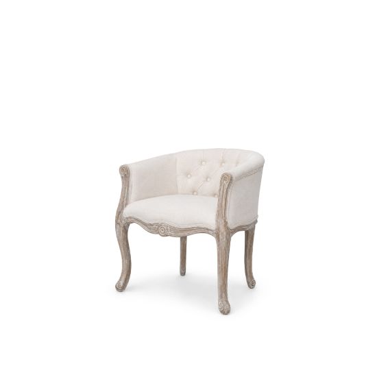 White Paris armchair with curved back and upholstered seat, classic lounge chair for weddings, event seating, and photo areas