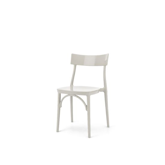 White Venus chair with slim modern frame and simple backrest, clean modern seating option for weddings and event dining setups