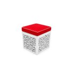 Maze ottoman with red cushioned top and white textured geometric base, modern lounge seating accent for weddings and events.