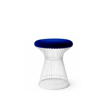 Wire Ottoman White - Royal Blue