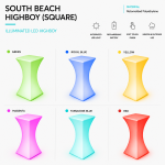 LED lit square highboy cocktail table with translucent white finish from South Beach Glow collection for modern event rental