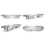Silver Goddess 16 ft oval dining table in polished silver finish with modern sculptural base for upscale banquet and event décor