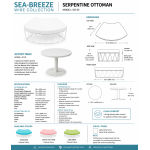 Contemporary curved ottoman with white wire frame and turquoise upholstered cushion