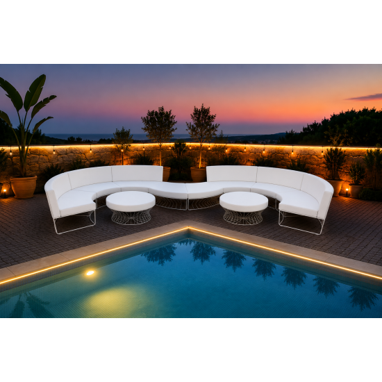Sea-Breeze - Round Lounge Ottoman - White