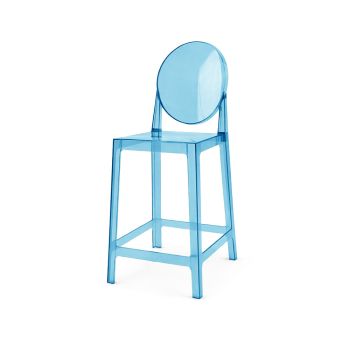 Ghost Barstool With Back Blue (Round)