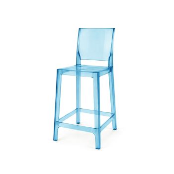 Ghost Barstool With Back Blue (Square)